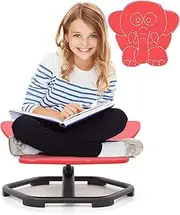 HONEY JOY Kids Sensory Swivel Chair, Elephant 360° Spinning Chair w/Non-Slip Metal Base for Autistic Kids, Indoor Outdoor Toddler Sit and Spin Sensory Toy Chair for Training Body Coordination, Red