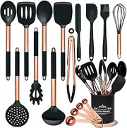 [BBN] Silicone Cooking Utensils Set, 17Pcs Silicone Kitchen Utensils Set, Non-Stick Silicone Utensils for Cooking, Heat Resistant Cooking Utensil Sets, Rose Gold Kitchen Accessories