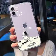 Creative Astronaut Painting Case for iPhone 13 12 11 Pro Max XS Max XR X 7 8 Plus Clear Camera Protection Shockproof Case,T5,for iPhone 12Pro Max