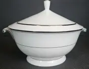 2 PC Mikasa Gothic Platinum Round Covered Vegetable dish w. Lid. AK018 Free Ship