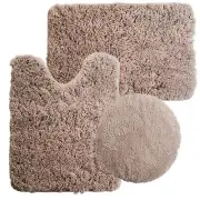 Lavish Home 3 Piece Super Plush Bath Rug Set Taupe