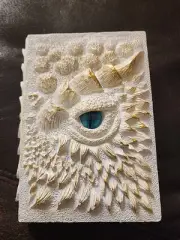 White Gold Dragon Eye 3d Textured Resin Notebook Journal