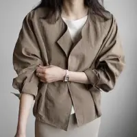 在飛比找蝦皮商城優惠-韓版長袖外套女 時尚復古休閒外套 寬鬆百搭上衣