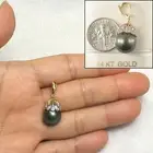 Vintage Baroque Black Tahitian Pearl & 14k Yellow Gold Enhance-Cap Pendant