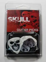 "SKULLS" Guitar Pick Pack, 6 Picks .71mm Clamshell, pics, plectrums