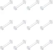 vcmart Clear Cartilage Earring-12pcs 16G Clear Acrylic Bioflex Tragus Retainer Lip Rings Nose Studs Labret Monroe Ear Helix Earring Clear 6mm/8mm/10mm/12mm
