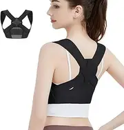 Unisex back posture corrector, adjustable shoulder posture corrector for pain relief(Black,L/XL)