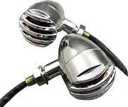 1 Pair Plastic Chrome Motorcycle Indicator Fron Rear Turn Signal Light Universal Motorbike Yellow Lamp Compatible with Harley Kawasaki Yamaha Honda Bobber Suzuki