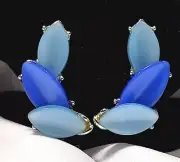 Vintage Silver Kramer Blue Thermoset Earrings