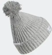 Adidas Womens Beanie Cap Hat Light Gray Autumn Ballie Cuffed Knit Pom Aeroready