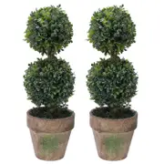 2x Artificial Plastic Trees In Pots Plant Potted Decor Garden Yard Indoor Outdoor Pattern:two Ball