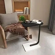 END TABALE Side Table Sofa and Bed, C Shaped End Table Small Coffee Table for Small Spaces,Small Table Bedroom Bedside Table, Living Room Wood Couch Tables That Slide Under (Gray)