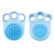 Dog Bath Brush Scrubber Soft Ergonomic Paw Palm Shape Dog Shampoo Grooming Brush Bath Shampoo Dispenser for Dogs Cats Pets Blue