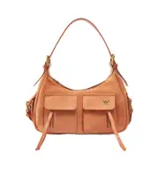 Zipper shoulder bag One size Brown
