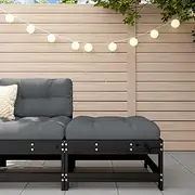 Garden Footstool with Soft Cushion, Outdoor Patio Furniture, Solid Wood Pine Deck Bench - Waterproof Storage, Black, Garden Porch, Boxes