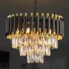 Modern Crystal Chandeliers 15.7”Gold Contemporary Crystal Ceiling Lights Fixt...