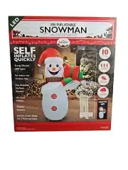 Christmas Holiday Collection 10ft Inflatable Snowman With Flashing Light Gift.