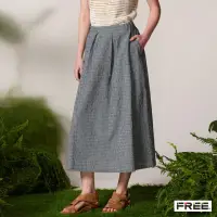 在飛比找momo購物網優惠-【FREE】INDIGO直條紋口袋長裙(灰藍)