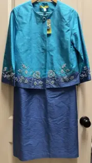 Sigrid Olsen Blue Positano Blazer & Dress Skirt Set Size 6 New With Tags $229