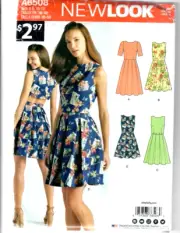 New Look Sewing Pattern 6508 Dresses w/Open or Closed Back Size 10-22 UC/N/FF