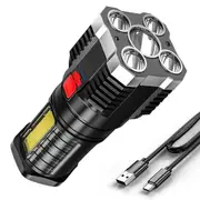 Super Bright Flashlight Ultra Powerful LED Rechargeable Side Light 5LED Outdoor Flashlight for Camping