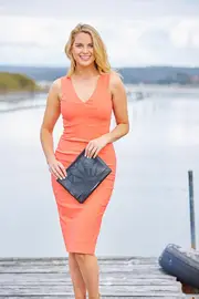 V Plunge Bodycon Dress--VER-MERISSACQR