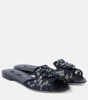 [Dolce & Gabbana] Dolce & Gabbana Bianca embellished lace flats AU 4 blue