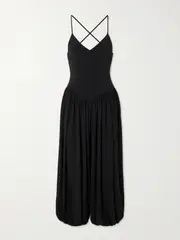 [Norma Kamali] Norma Kamali - Kenny Draped Stretch-jersey Jumpsuit - Black - small small Black
