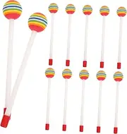 QUMIIRITY 12pcs Rainbow Lollipop Drumsticks for Soft Percussion Mallets Beginner Musical Instrument Lightweight Design for Comfort and Fun