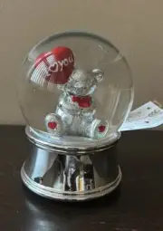 New Valentines Day Snowglobe Musical Proposal Teddy Bear Wth Red Heart Balloon