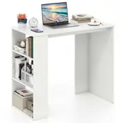 Giantex Modern Simple Home Office Desk Computer Desk w/Bookshelf Wooden Writing Desk White