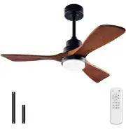 BOJUE 42 Inch Black Ceiling Fans with Lights and Remote,Dimmable LED Light,Qu...