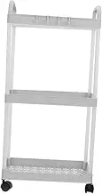 TEHAUX Stylish Rolling Cart with Wheels Versatile Storage Organizer for Kitchen Bathroom Office Sleek Plastic Design with Hanging Baskets and Modern Utility Cart