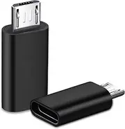 iJiZuo USBC Type Female to Micro USB Male Adapter 2Pack, Micro USB to USB C Data Transfer Adapter Compatible with Galaxy S7/S7 Edge, Nexus 5/6 and Micro USB Devices-Black
