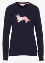 NEW PETER ALEXANDER NAVY FUZZY SWEATER TOP WOMENS XS PENNY LOGO $69.95