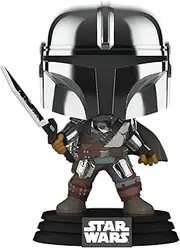 POP Funko ! Star Wars Mandalorian with Darksaber (Chrome & Glow in The Dark), Exclusive
