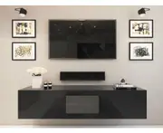 1.8m Black Glacia Floating TV Unit