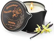 TRINIDa Soybean Wax Warming Massage Oil Candle for Stress Relief and Skin Moisturizing, Couples Massage, Romantic Gift SPA for Home Scented Candle Body Oil - Smokey Vanilla Scent 2.35 OZ