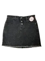 NWT Justice Denim Raw Hem Leopard Print Black Denim Jean Skirt Size 10 Girls