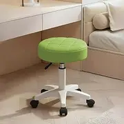 Adjustable Rolling Stool with Quilted Cushion Seat, Elevatable Base, 360° Swivel A173 (Green)