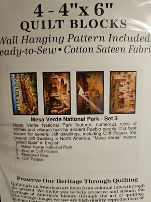 NEW OLDE AMERICA Antiques MESA VERDE PARK Quilted Wall Hanging Kit printed block