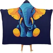 Baby Blue Elephant Cloak Hooded Blanket Fleece Wearable Blanket Super Soft Fluffy Oversized Arctic Velvet Hooded Plush Throw Cloak Wrap Sofa Blanket Or Audlts Kids,60"x80"