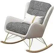 OWELLK Modern Upholstered Glider Chair Upholstered Rocking Chairs with High Backrest and Armrests,Living Room Bedroom Rocking Armchair(Beige)