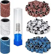 Madenia Nail Drill Bits Sanding Bands for Nail Drill, 80#150#240 Grit 210 Pcs Sanding Bands Set for Acrylic Gel Nails Manicures Pedicures Tools