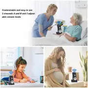 Wireless Voice Intercom 2 Way Talk Doorbell For Elderly Caregivers (Black).
