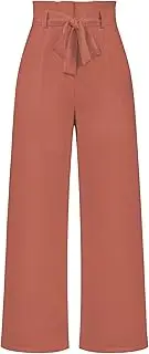 [Generic] Wide Leg Dress Pants Women's Paperbag High Waisted Business Casual Trousers with Removable Belt
