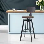 Rustic Bar Stool Retro Kitchen Swivel Barstool Dining Chair Back Rest 360degree