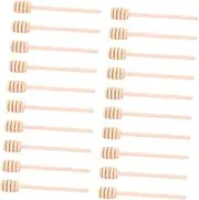 BIUDECO 25Pcs Wooden Food Grade Honey Dippers for Stirring Jam and Syrups Long Handle Mixing Rods for Kitchen and Coffee Reusable and