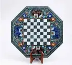 15'' Marble Octagon Chess Table Top with Inlay Art Coffee Table for Home c15