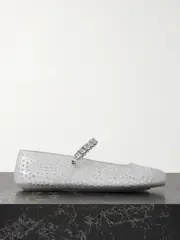 [Jimmy Choo] Jimmy Choo - The Jelly Crystal-embellished Glittered Tpu Ballet Flats - Clear - IT37 IT 37 Neutrals